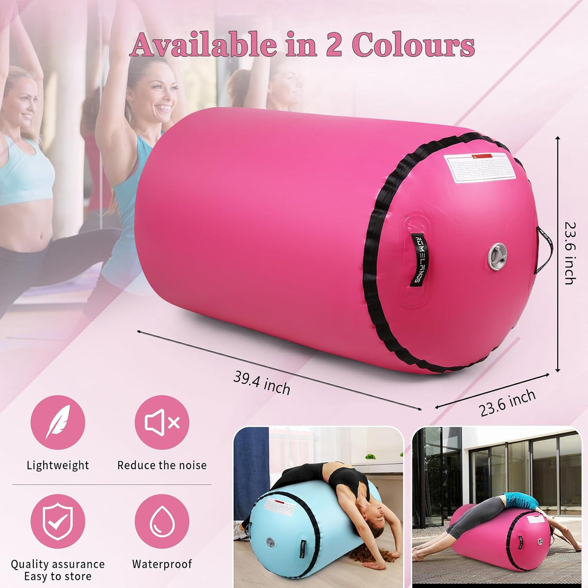 Air Roller Tumbling Barrel Back Somersault Backbend Trainer for Inflatable Gymnastics Springboard Cheerleading Equipment, with Electric Pump for Yoga Cheerleading Home Gym Use