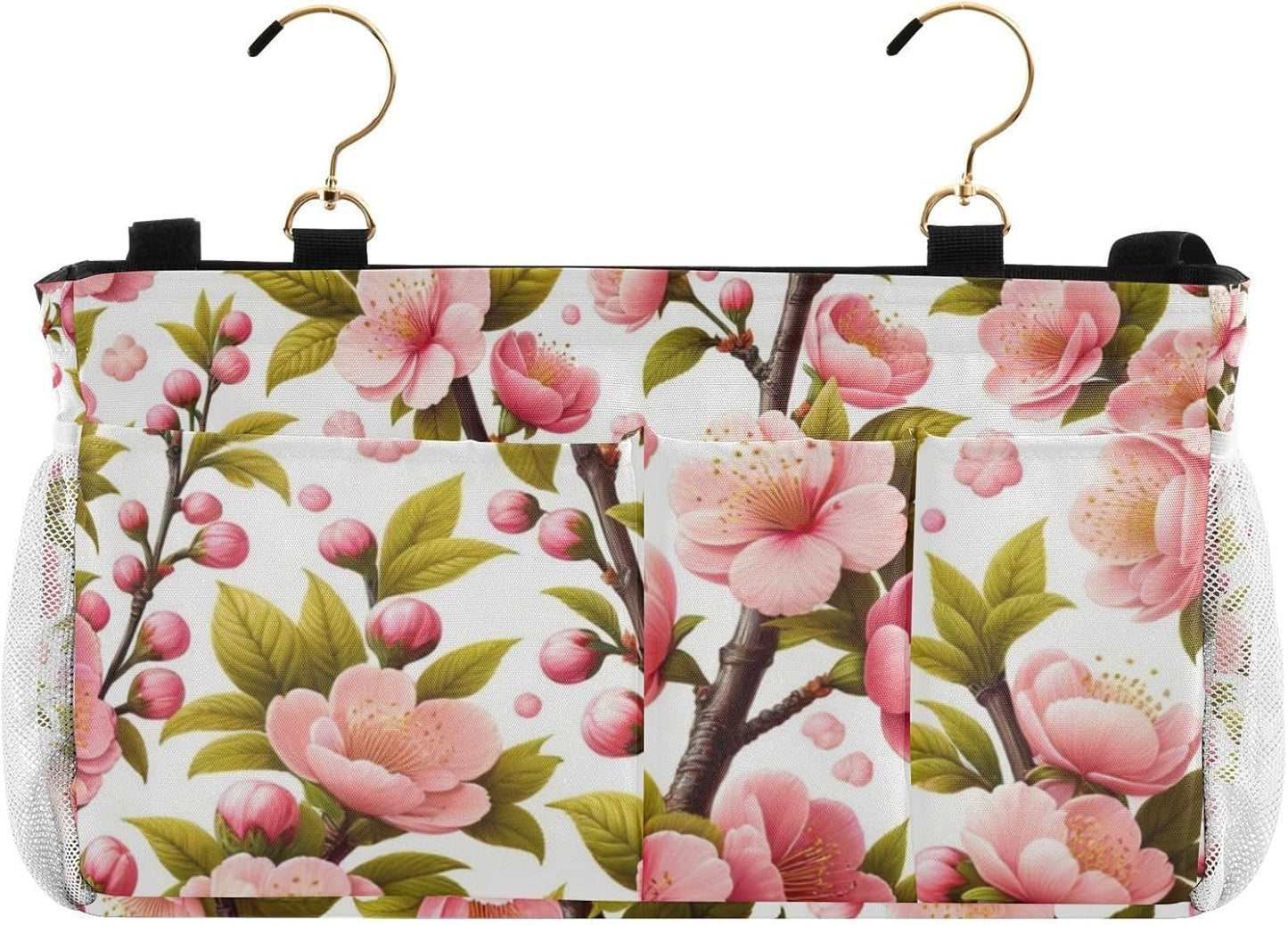 Spring Pink Cherry Flowers Branch Bedside Caddy Bedside Organizer Bedside Storage Caddy College Dorm Bed Accessories