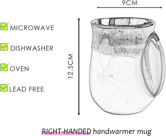 Porcelain 18oz Novelty Right-handed Handwarmer Mug, Coffee Mug, Tea Mug for family friends and couple - Pink