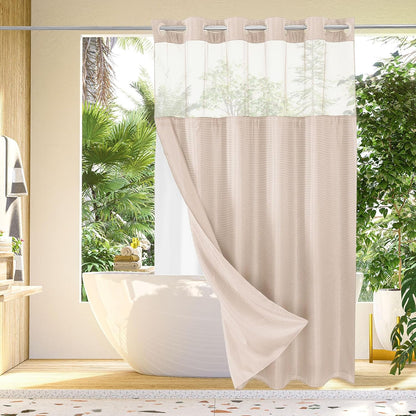 No Hook Cloth Blush Pink Shower Curtain with Liner, 72x80