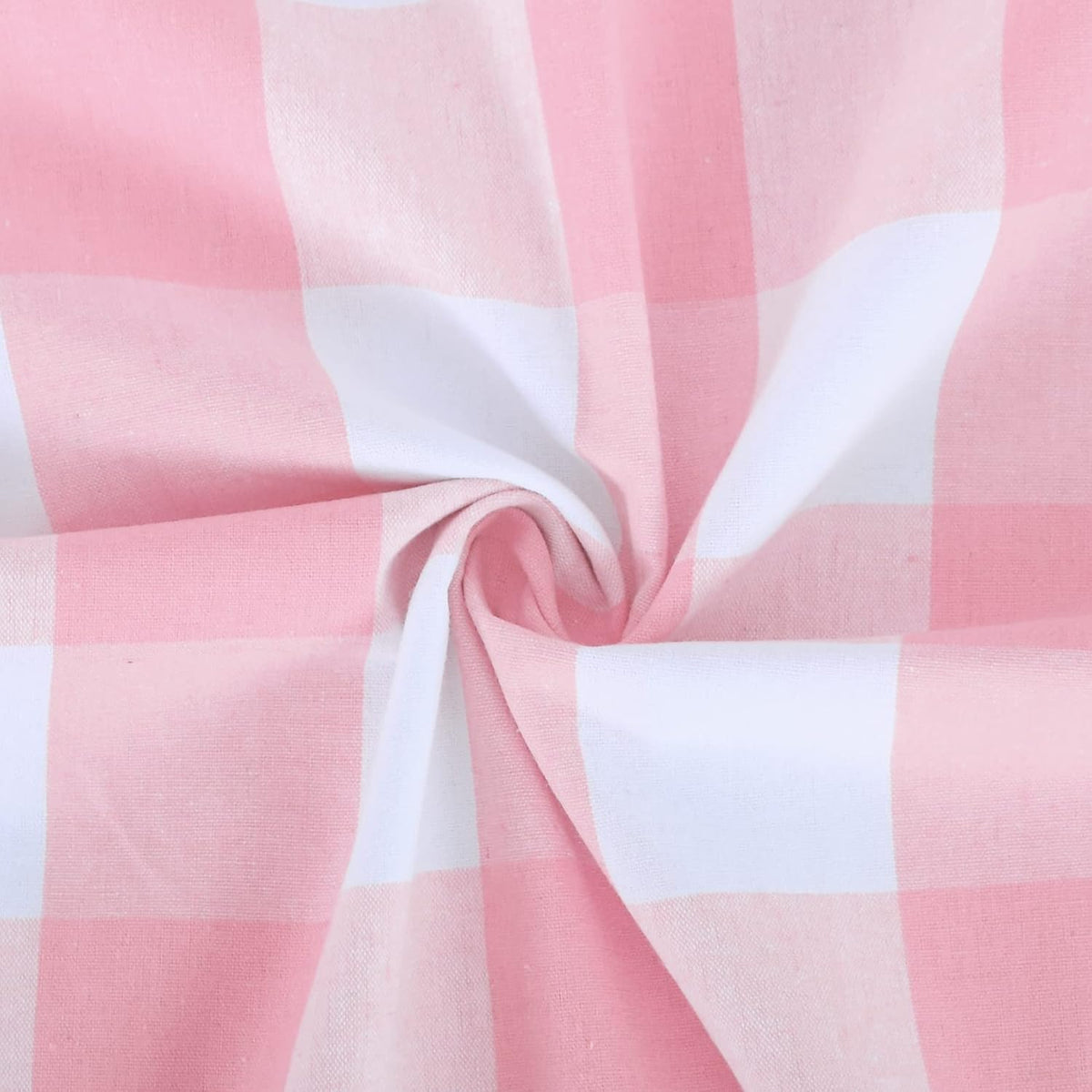 3 Pc Cotton Classic Country Farmhouse Kitchen Window Curtain -Pink & White Buffalo Check Tier & Valance Set, 54" x 18" / 27" x 36"