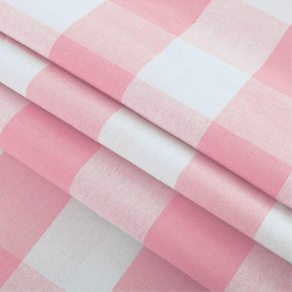 3 Pc Cotton Classic Country Farmhouse Kitchen Window Curtain -Pink & White Buffalo Check Tier & Valance Set, 54" x 18" / 27" x 36"