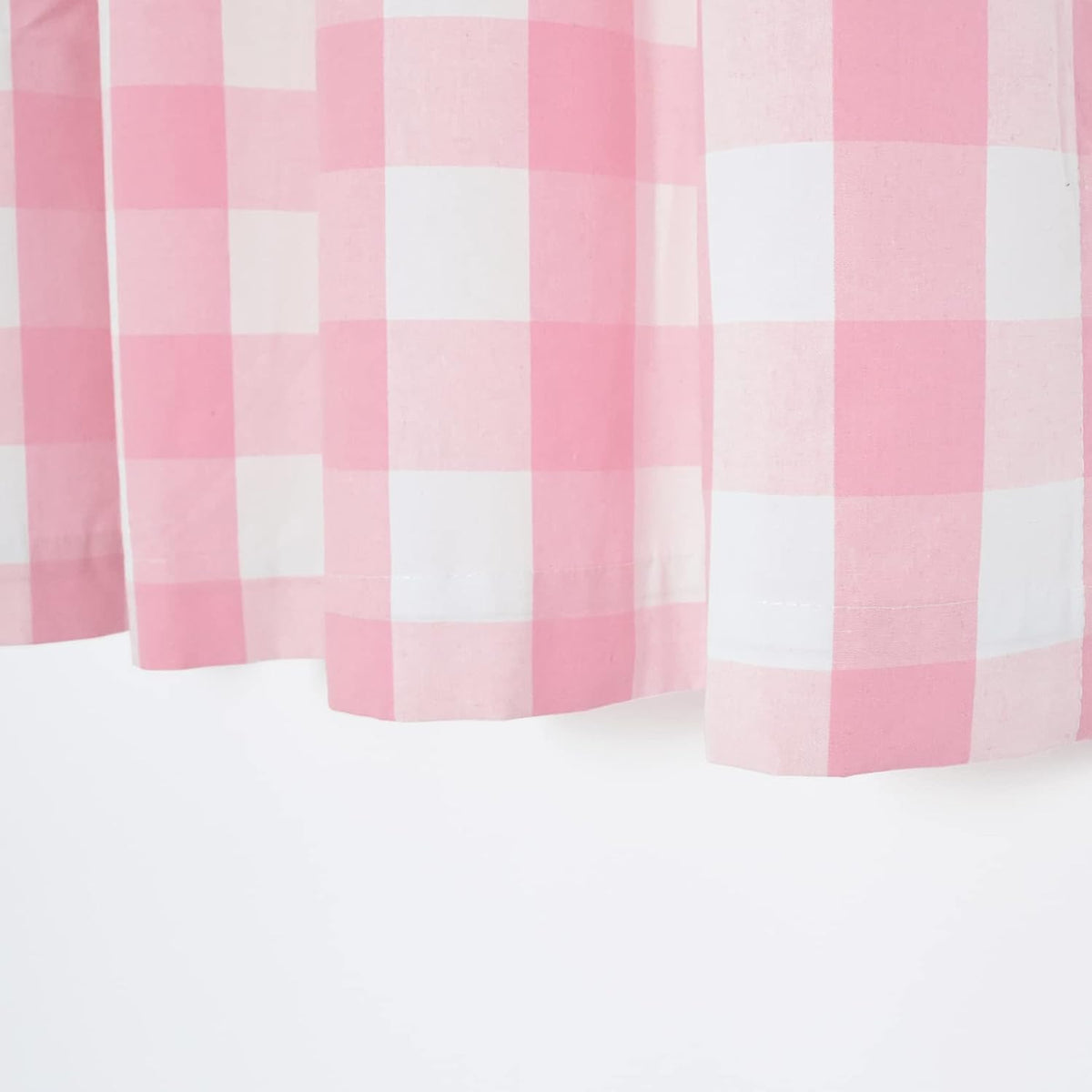 3 Pc Cotton Classic Country Farmhouse Kitchen Window Curtain -Pink & White Buffalo Check Tier & Valance Set, 54" x 18" / 27" x 36"