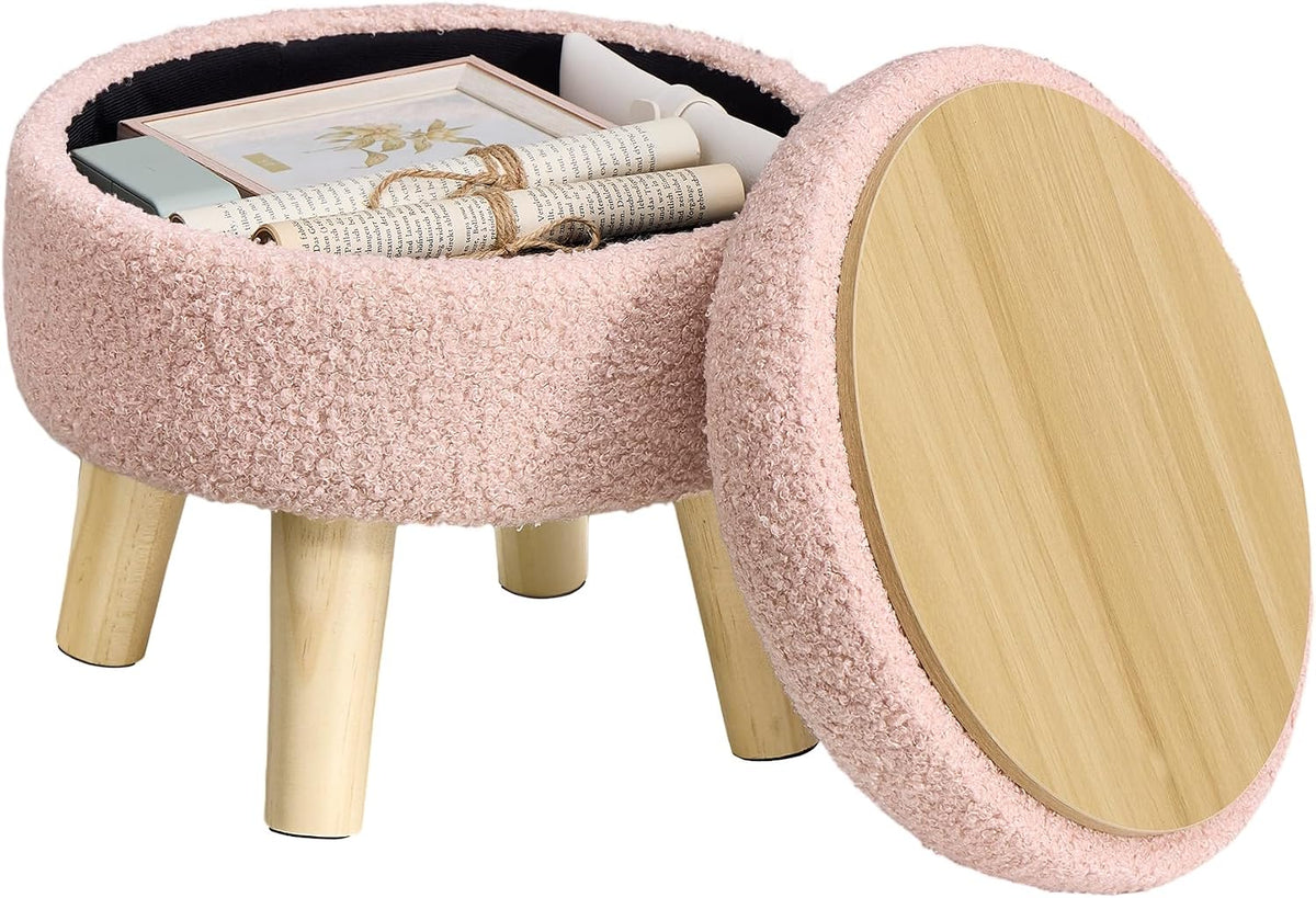 SONGMICS Foot Stool Ottoman, Small Storage Ottoman with Legs, 12.2 Inches
