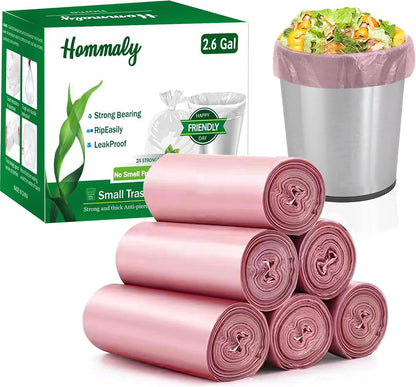 2.6 Gallon 240 pcs Small Pink Trash Bags, Strong Garbage Bags, Bathroom Trash Can Bin Liners Unscented, Mini Plastic Bags for Office, Waste Basket Liner, Fit 6-10 Liters, 2-2.6 Gal