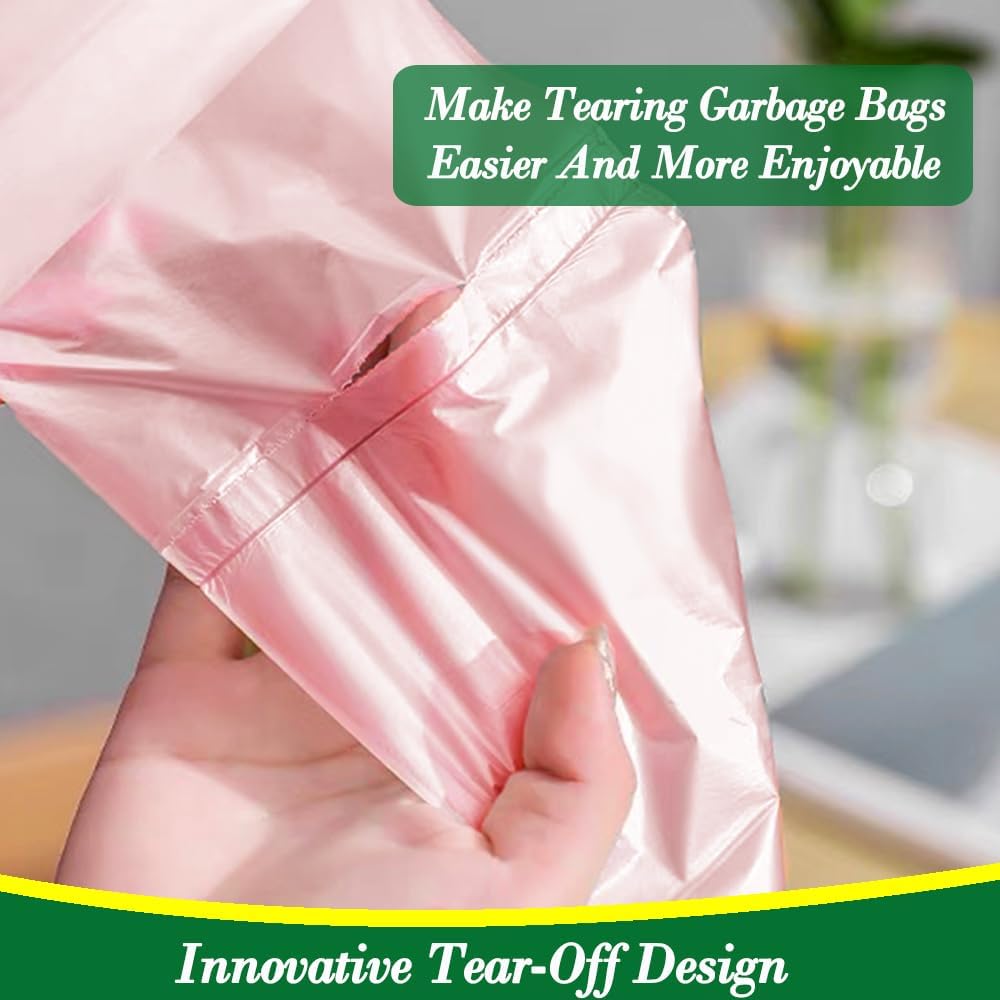 2.6 Gallon 240 pcs Small Pink Trash Bags, Strong Garbage Bags, Bathroom Trash Can Bin Liners Unscented, Mini Plastic Bags for Office, Waste Basket Liner, Fit 6-10 Liters, 2-2.6 Gal