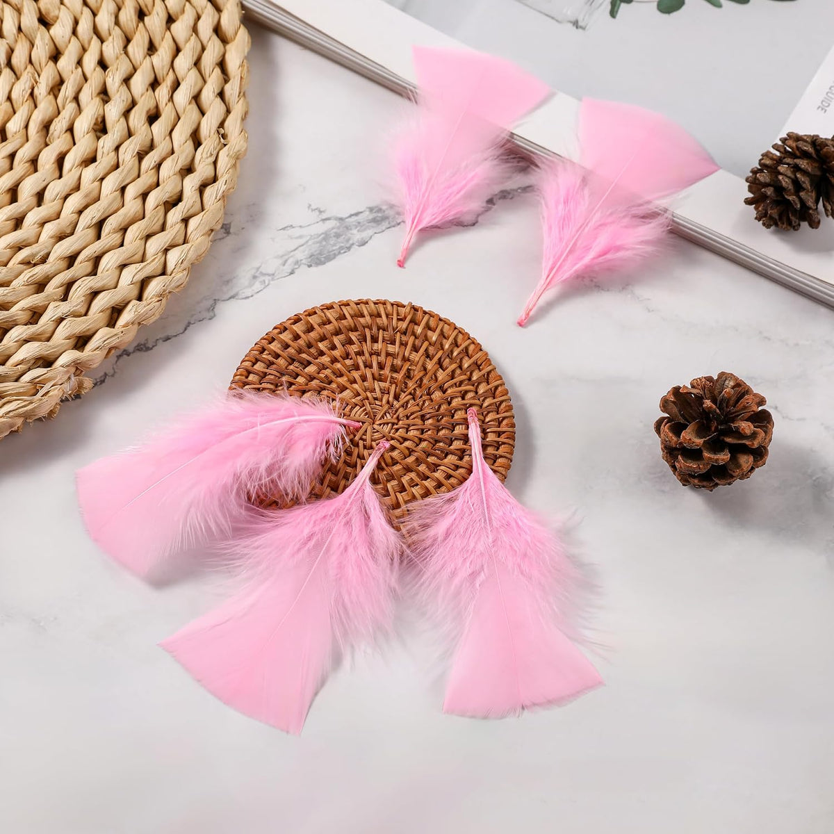Light Pink Turkey Craft Feathers for Crafts Supplies,300Pcs,3-5inch