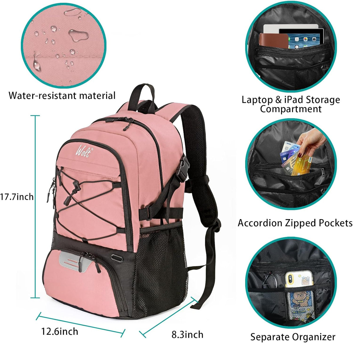 Basketball Backpack Large Sports Bag with Separate Ball Holder & Shoes Compartment, Best for Basketball, Soccer,Gym