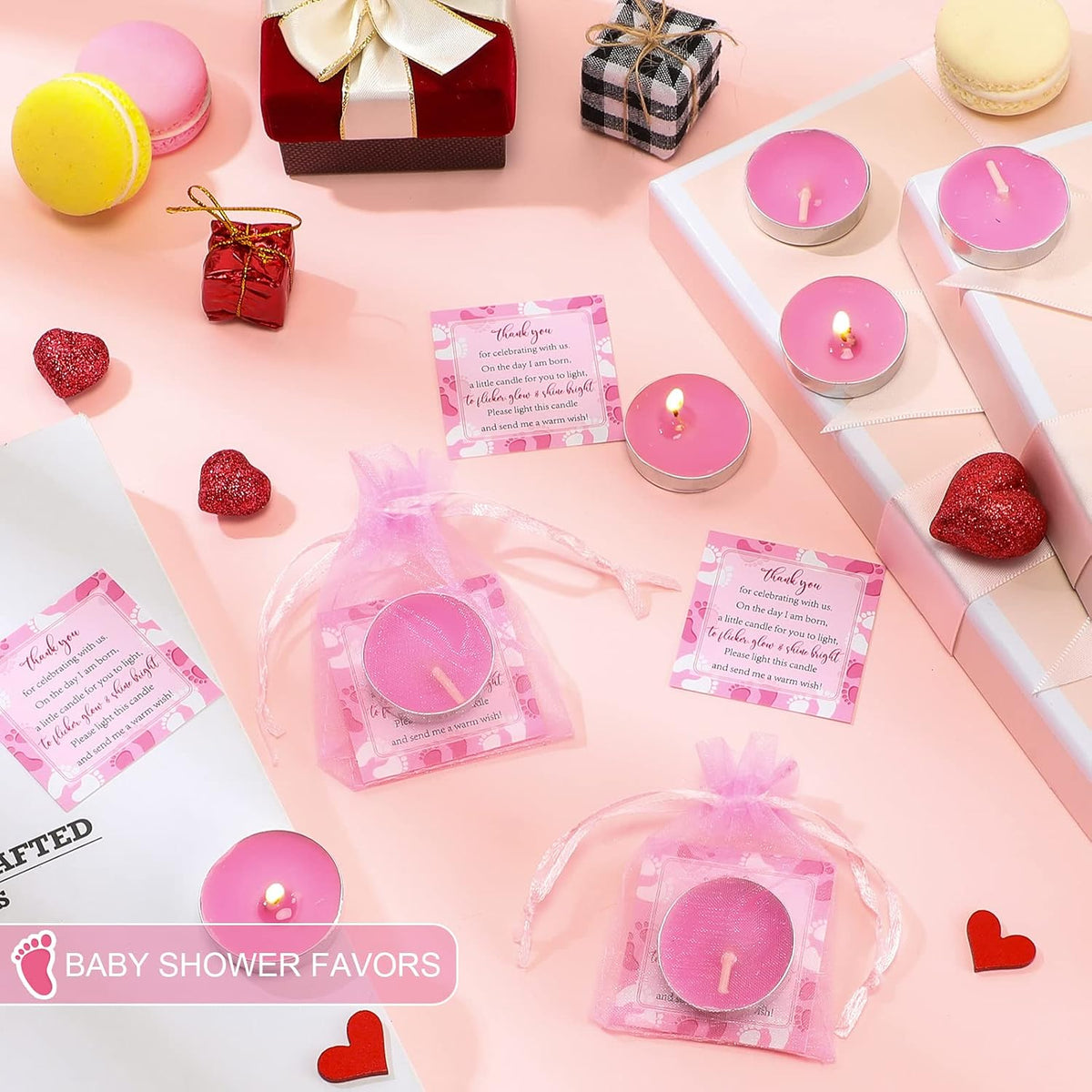 50 Sets Baby Shower Party Favors,Pink