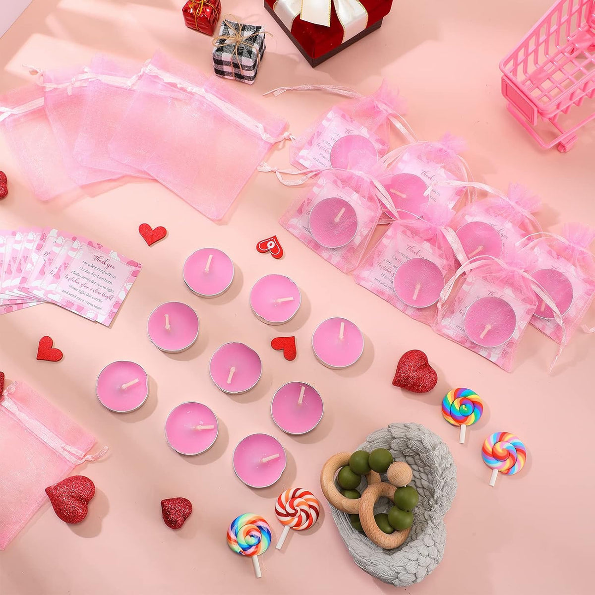 50 Sets Baby Shower Party Favors,Pink