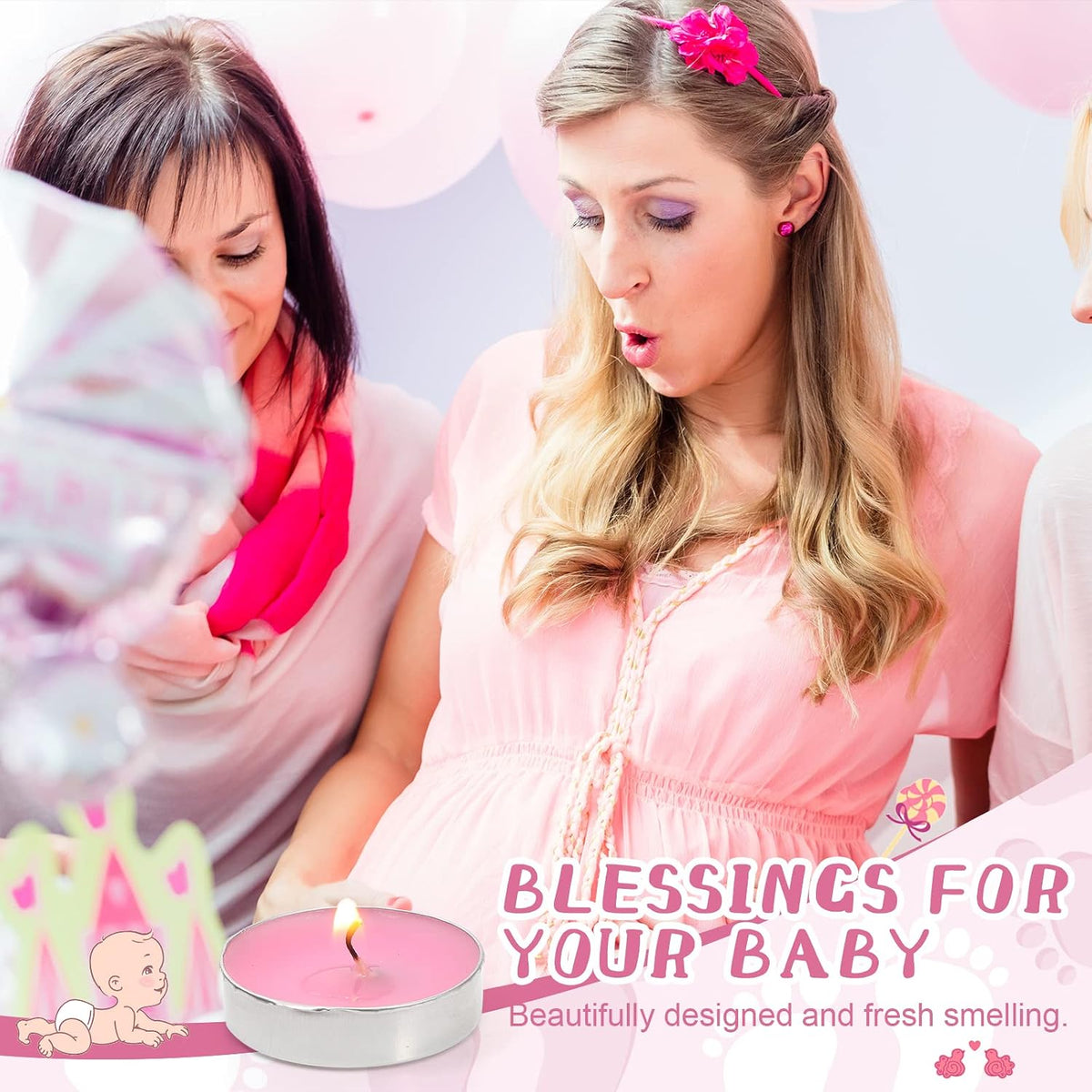 50 Sets Baby Shower Party Favors,Pink