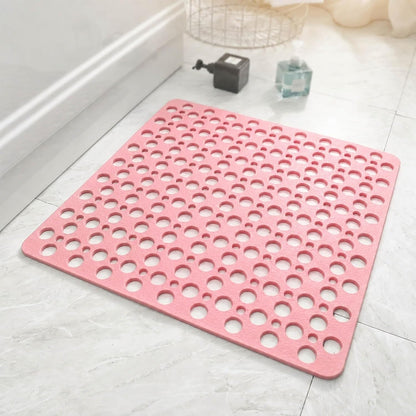 Casa and Beyond Shower Mat, Secure Shower Mat-Non-Slip, Washable Non-Slip Bathtub Mats, with Suction Cups and Drain Holes, Soft Textured Design, Easy to Clean for Bathroom (Pink, 20.9" x 20.9")