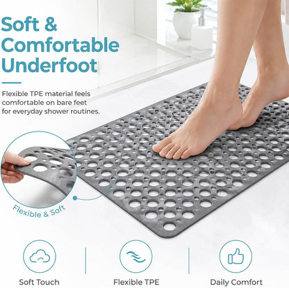 Casa and Beyond Shower Mat, Secure Shower Mat-Non-Slip, Washable Non-Slip Bathtub Mats, with Suction Cups and Drain Holes, Soft Textured Design, Easy to Clean for Bathroom (Pink, 20.9" x 20.9")