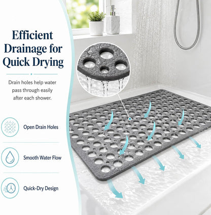 Casa and Beyond Shower Mat, Secure Shower Mat-Non-Slip, Washable Non-Slip Bathtub Mats, with Suction Cups and Drain Holes, Soft Textured Design, Easy to Clean for Bathroom (Pink, 20.9" x 20.9")
