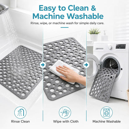 Casa and Beyond Shower Mat, Secure Shower Mat-Non-Slip, Washable Non-Slip Bathtub Mats, with Suction Cups and Drain Holes, Soft Textured Design, Easy to Clean for Bathroom (Pink, 20.9" x 20.9")