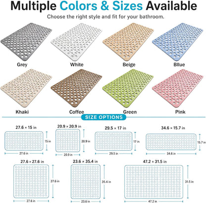 Casa and Beyond Shower Mat, Secure Shower Mat-Non-Slip, Washable Non-Slip Bathtub Mats, with Suction Cups and Drain Holes, Soft Textured Design, Easy to Clean for Bathroom (Pink, 20.9" x 20.9")