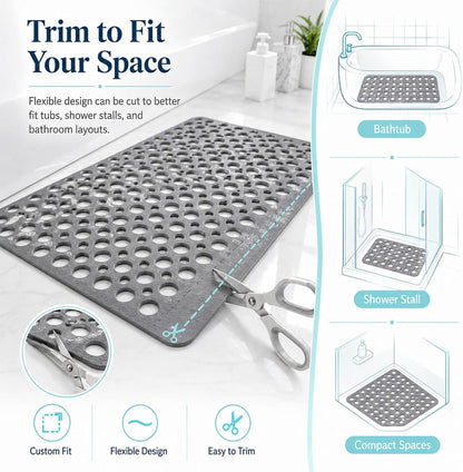 Casa and Beyond Shower Mat, Secure Shower Mat-Non-Slip, Washable Non-Slip Bathtub Mats, with Suction Cups and Drain Holes, Soft Textured Design, Easy to Clean for Bathroom (Pink, 20.9" x 20.9")