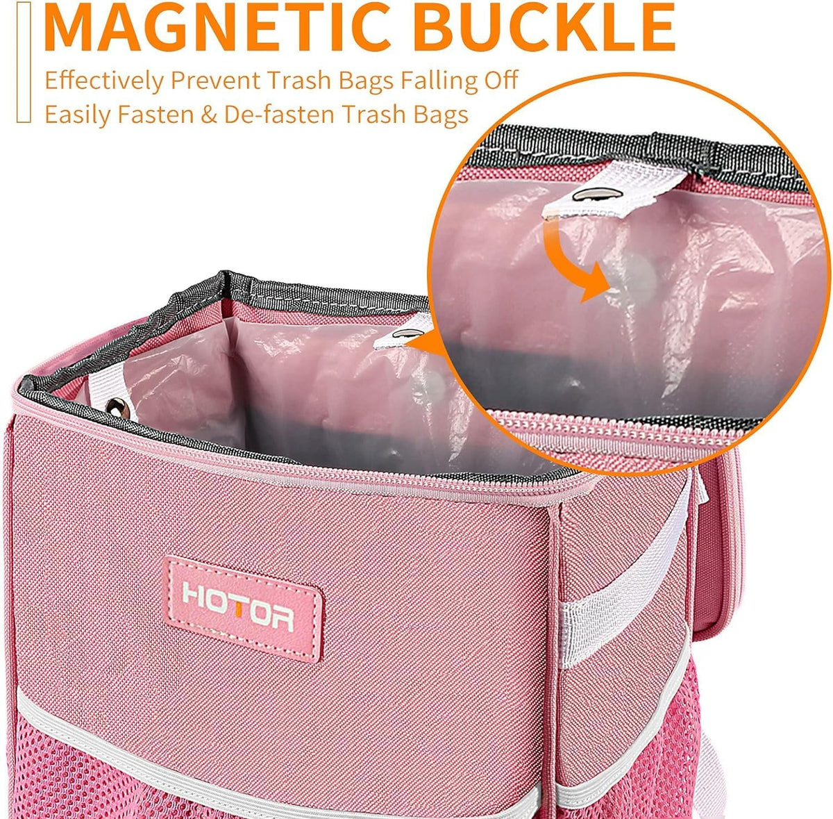 Car Trash Can, Leakproof Car Organizer, 2-Gallon, Pink