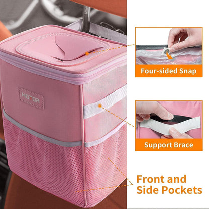Car Trash Can, Leakproof Car Organizer, 2-Gallon, Pink