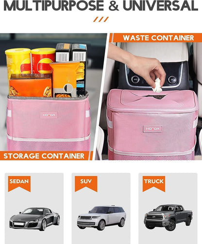 Car Trash Can, Leakproof Car Organizer, 2-Gallon, Pink