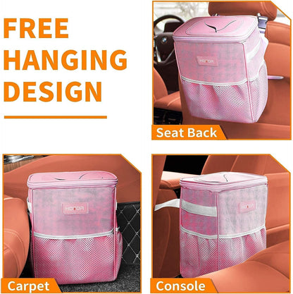 Car Trash Can, Leakproof Car Organizer, 2-Gallon, Pink