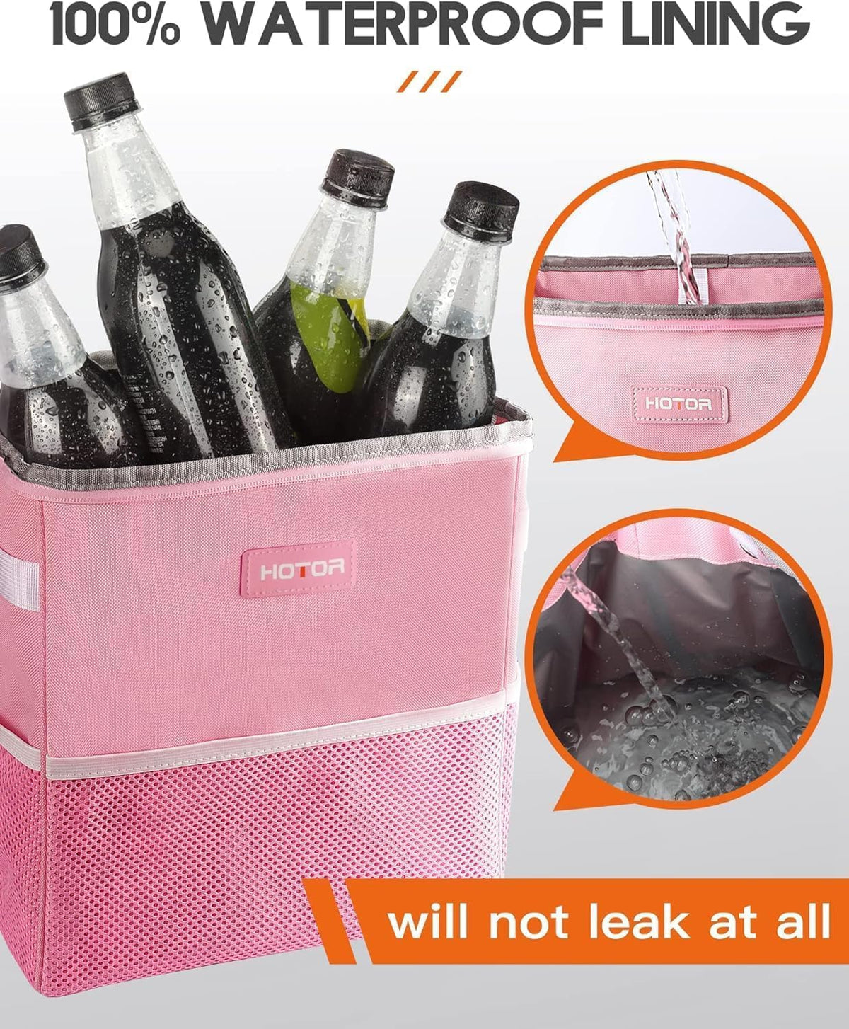 Car Trash Can, Leakproof Car Organizer, 2-Gallon, Pink