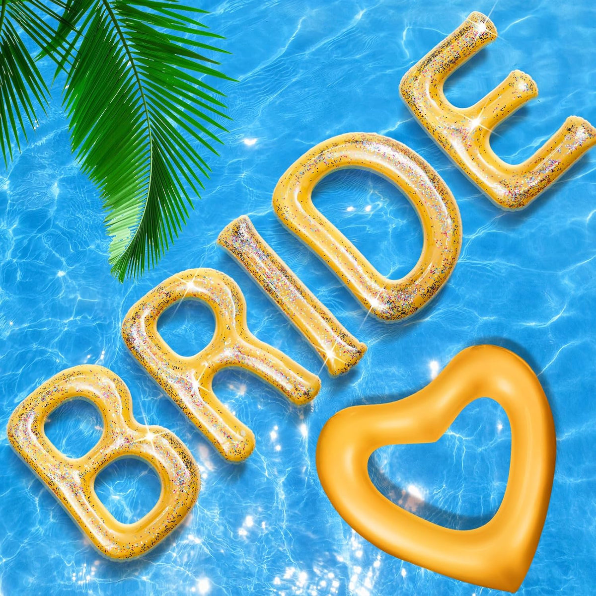 Bride Inflatable Pool Floats 6 Pcs Bachelorette Letters Rose Gold
