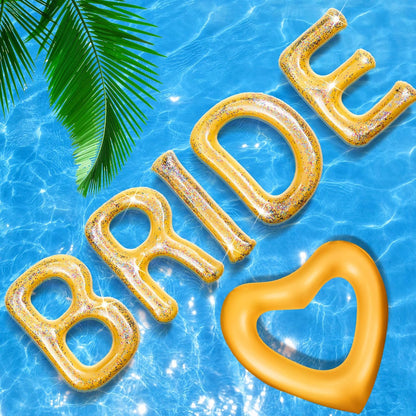 Bride Inflatable Pool Floats 6 Pcs Bachelorette Letters Rose Gold