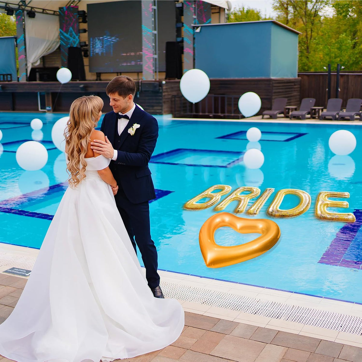 Bride Inflatable Pool Floats 6 Pcs Bachelorette Letters Rose Gold
