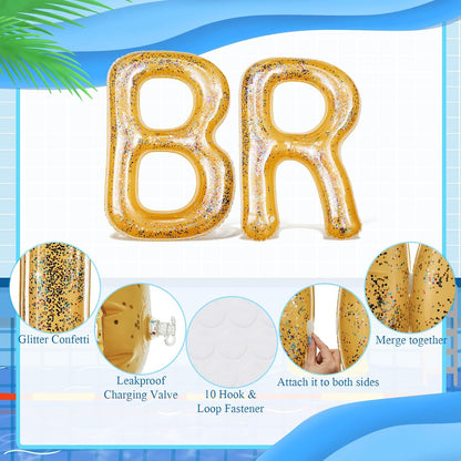 Bride Inflatable Pool Floats 6 Pcs Bachelorette Letters Rose Gold