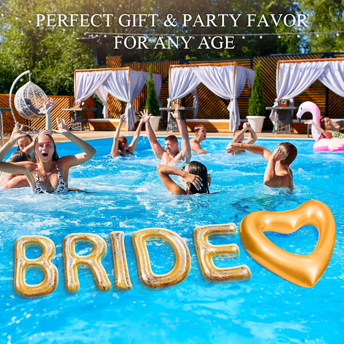 Bride Inflatable Pool Floats 6 Pcs Bachelorette Letters Rose Gold