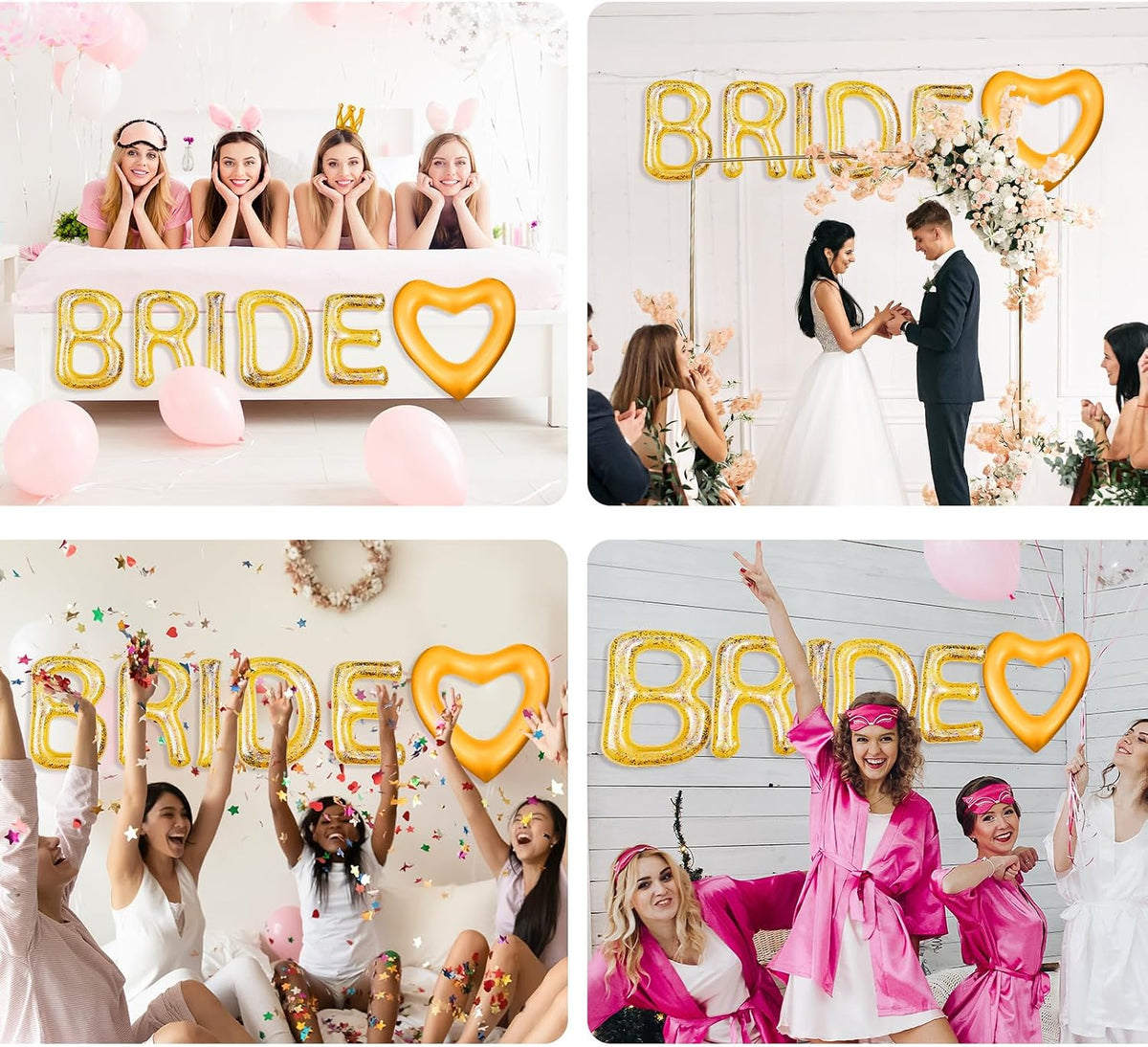 Bride Inflatable Pool Floats 6 Pcs Bachelorette Letters Rose Gold