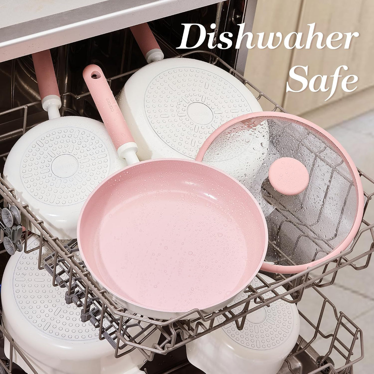 11 Inch Nonstick Deep Frying Pan with Lid, 5 Qt Chef Saute Pan with Pour Spout, Skillet Induction Cookware, Non Stick Cooking Pan Kitchen Pan, Healthy & PFOA/PFAS Free, Includes Spatula, Pink