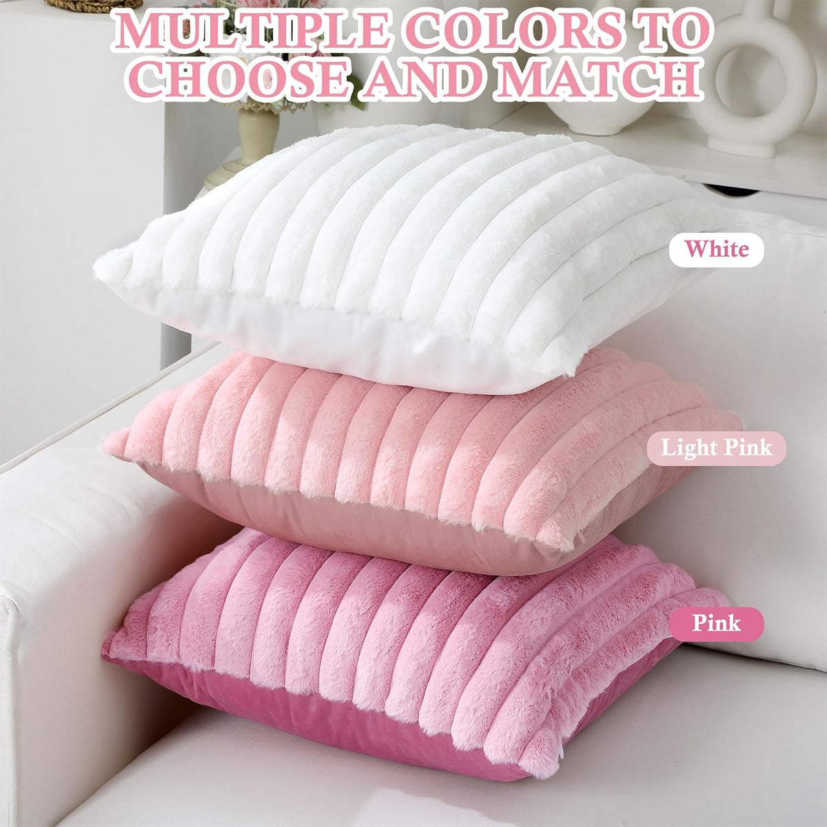 6 Pcs Back to School Faux Fur Plush Throw Pillow Covers 18x18 Inch