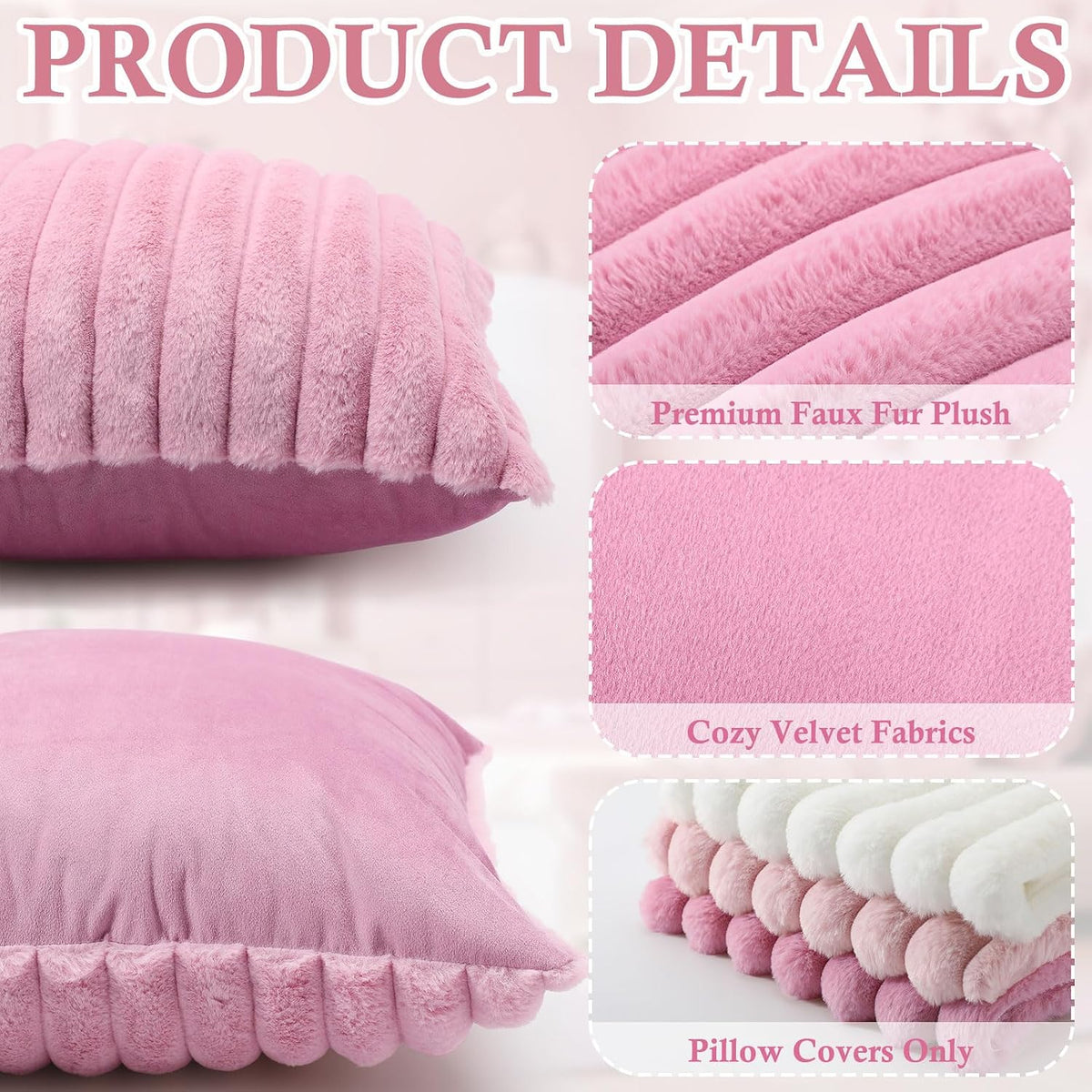 6 Pcs Back to School Faux Fur Plush Throw Pillow Covers 18x18 Inch