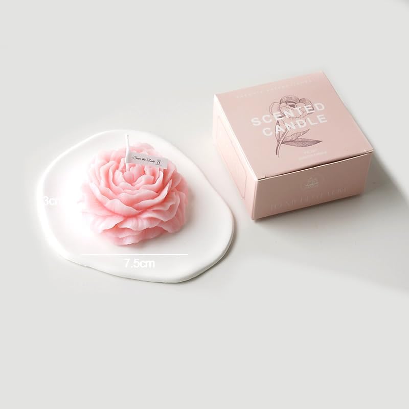 Creative Lovely Deodorizat Aromatherapy Rose Flower Flavor Candles for Birthday New Year Christmas Calm Home Room Office Car Low Temperature Flirting Lover (White Peach Oolong)