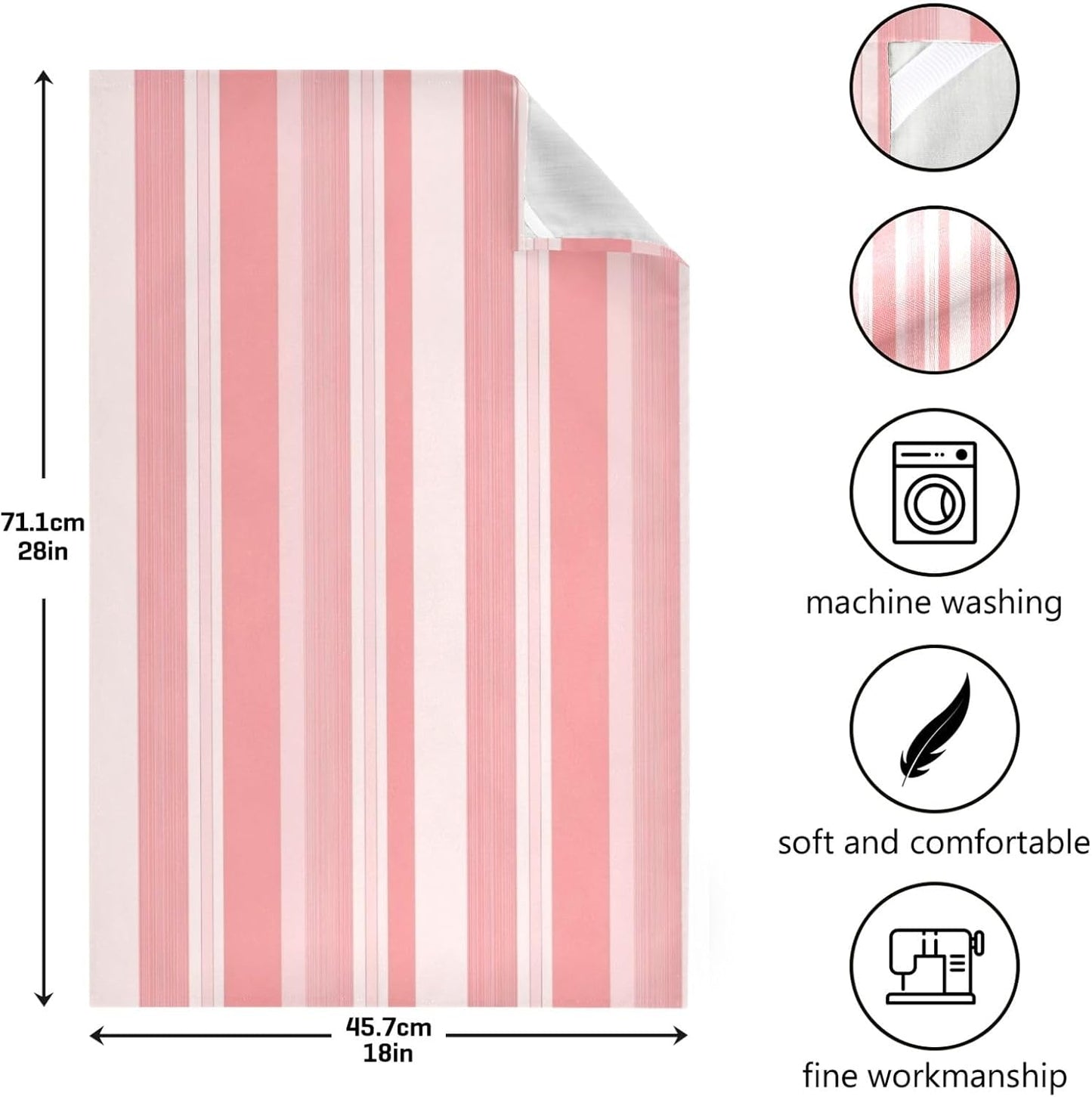 Pastel Pink Stripes Artistic Spring Kitchen Dish Towel Set Decorative Hand Tea Towels Cute Dish Cloths Thin Quick Drying 18 x 28 Inch, 4 Packs
