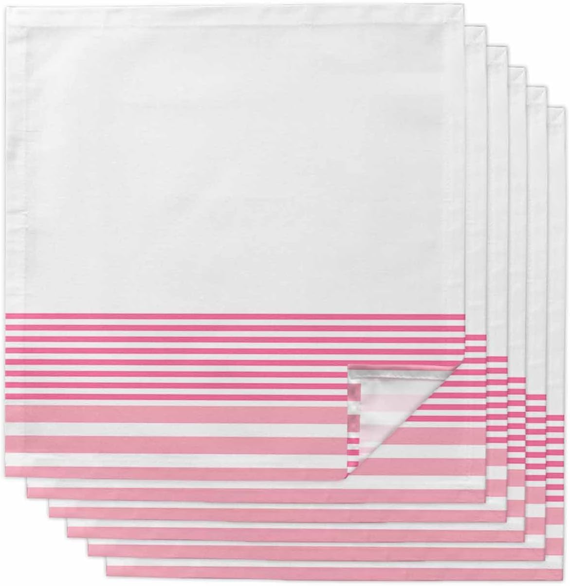 6PCS Cloth Napkins for Dining Table, Modern Style Hot Pink Pinstripe Light Pink Strips Washable Reusable Napkins Set Decorative Table Accessories for Daily Use Wedding Party Cocktail, 20x20 Inch