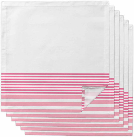 6PCS Cloth Napkins for Dining Table, Modern Style Hot Pink Pinstripe Light Pink Strips Washable Reusable Napkins Set Decorative Table Accessories for Daily Use Wedding Party Cocktail, 20x20 Inch