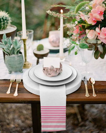 6PCS Cloth Napkins for Dining Table, Modern Style Hot Pink Pinstripe Light Pink Strips Washable Reusable Napkins Set Decorative Table Accessories for Daily Use Wedding Party Cocktail, 20x20 Inch