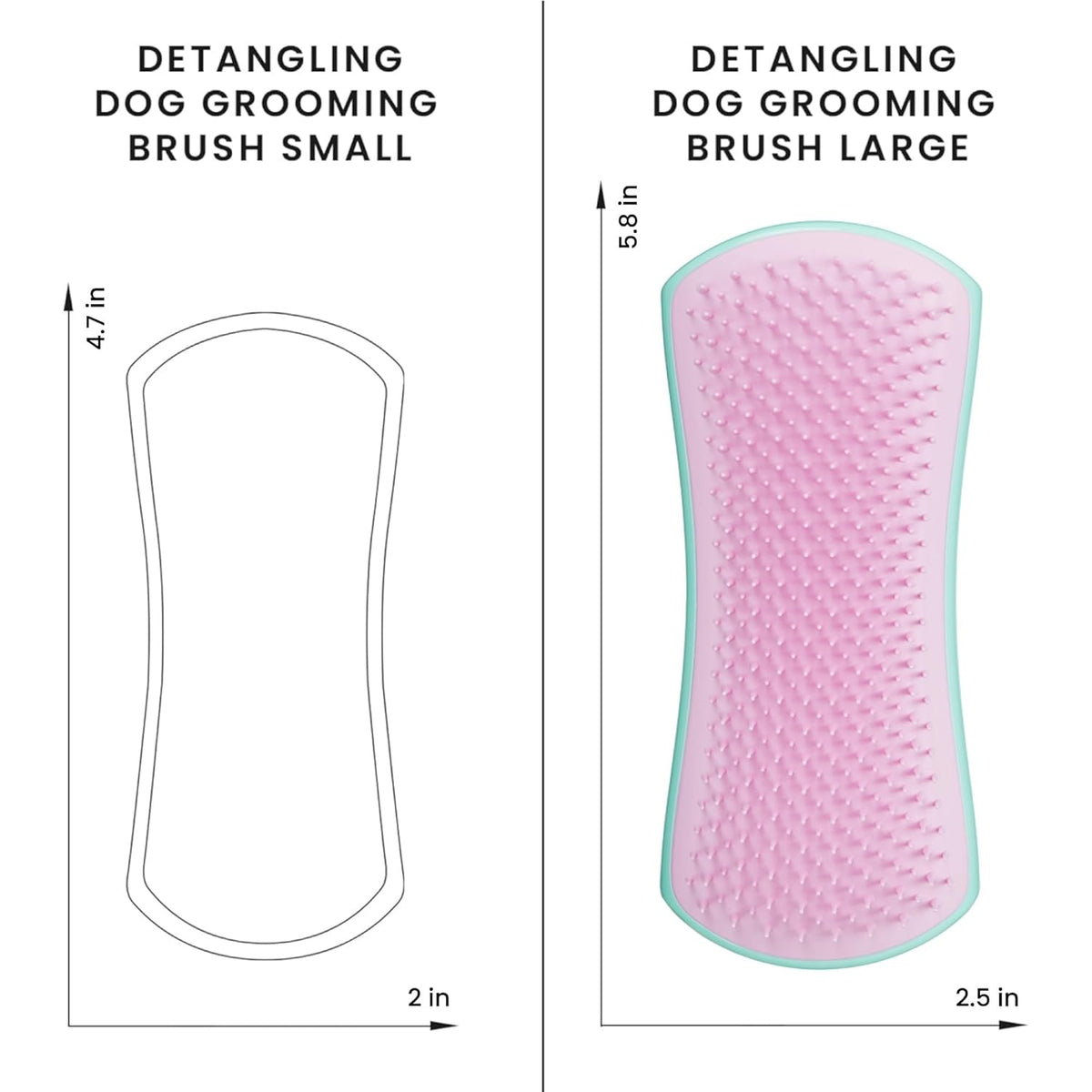 Pet Teezer De-Shedding Dog Grooming Brush, Dry Brush or Dog Bath Brush for Wet or Dry Fur, Large, Mint & Pink