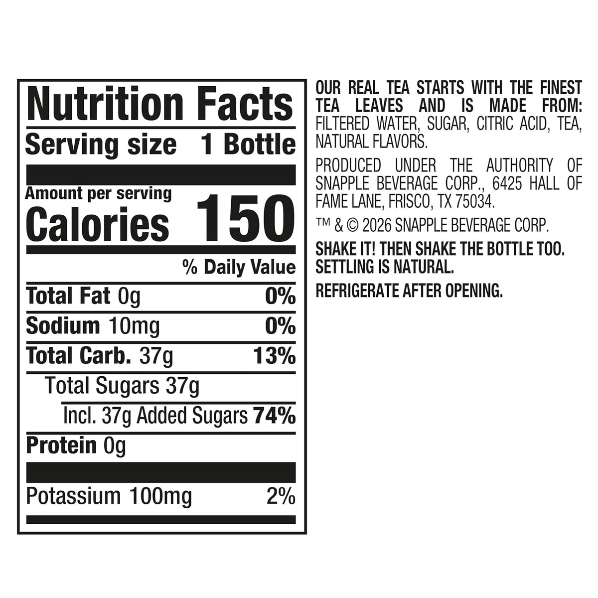 Peach Tea, 16 fl oz recycled plastic bottle, Pack of 12