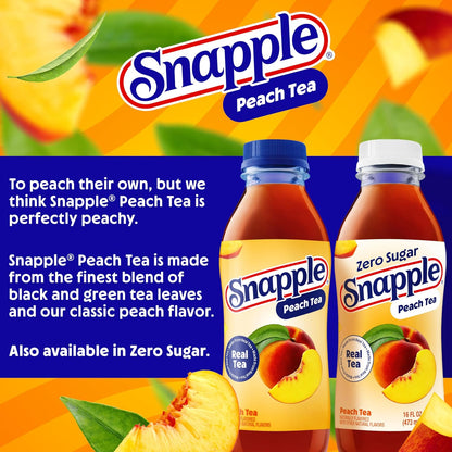 Peach Tea, 16 fl oz recycled plastic bottle, Pack of 12