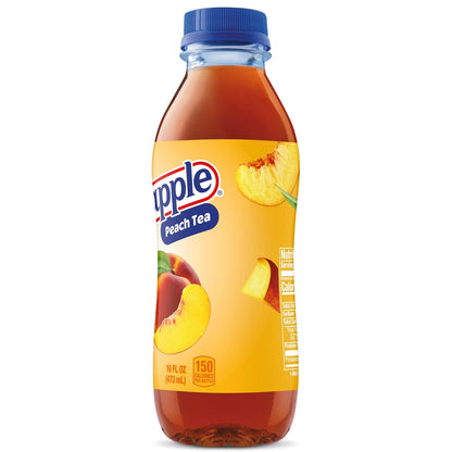 Peach Tea, 16 fl oz recycled plastic bottle, Pack of 12