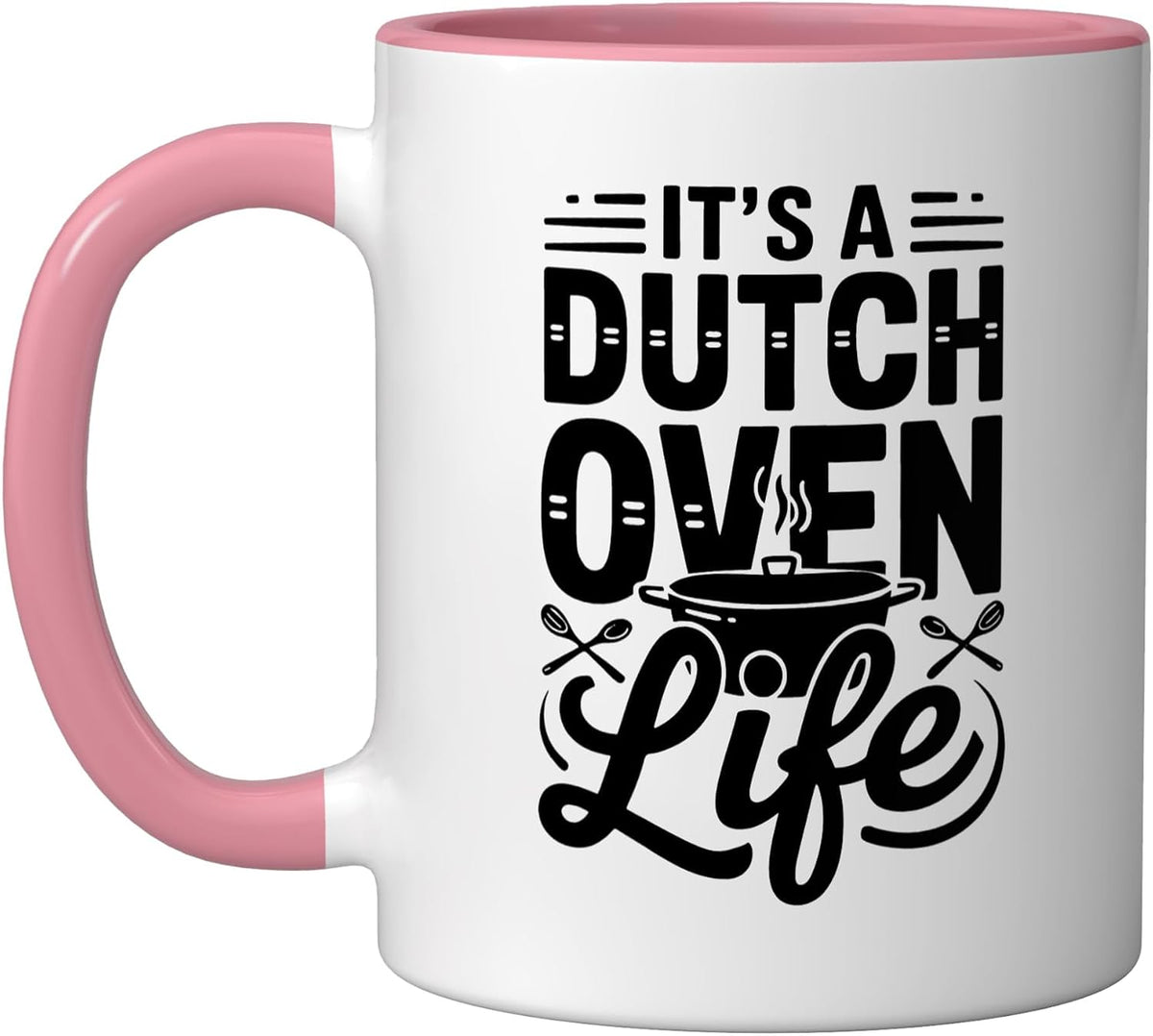 Dutch Oven Life Bread Baker Baking Home Ceramic Mug, Pink/White