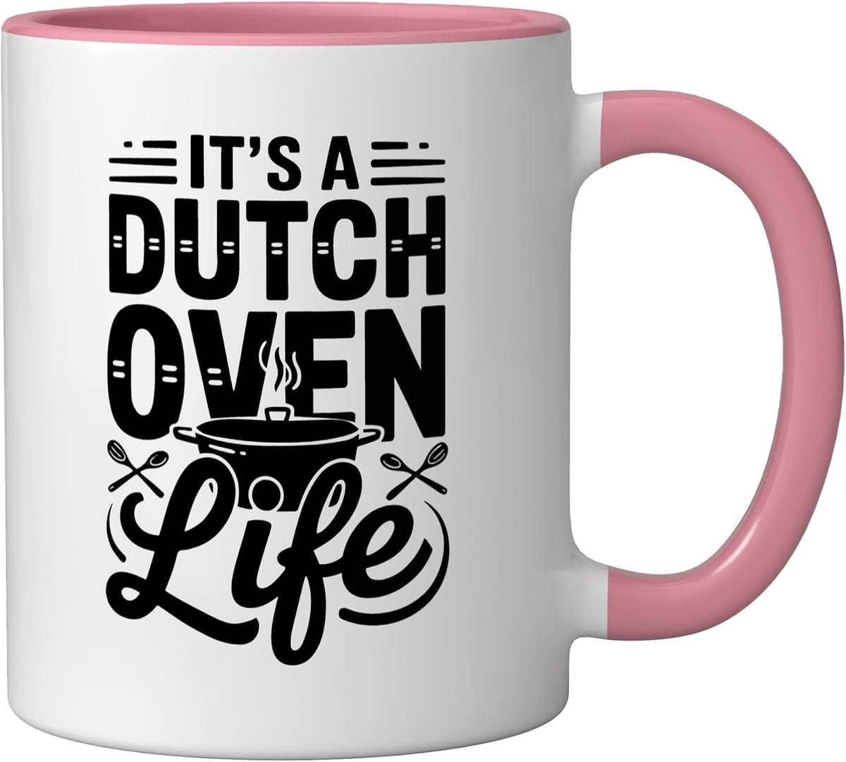 Dutch Oven Life Bread Baker Baking Home Ceramic Mug, Pink/White