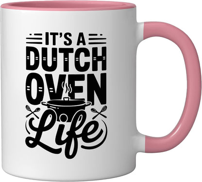 Dutch Oven Life Bread Baker Baking Home Ceramic Mug, Pink/White