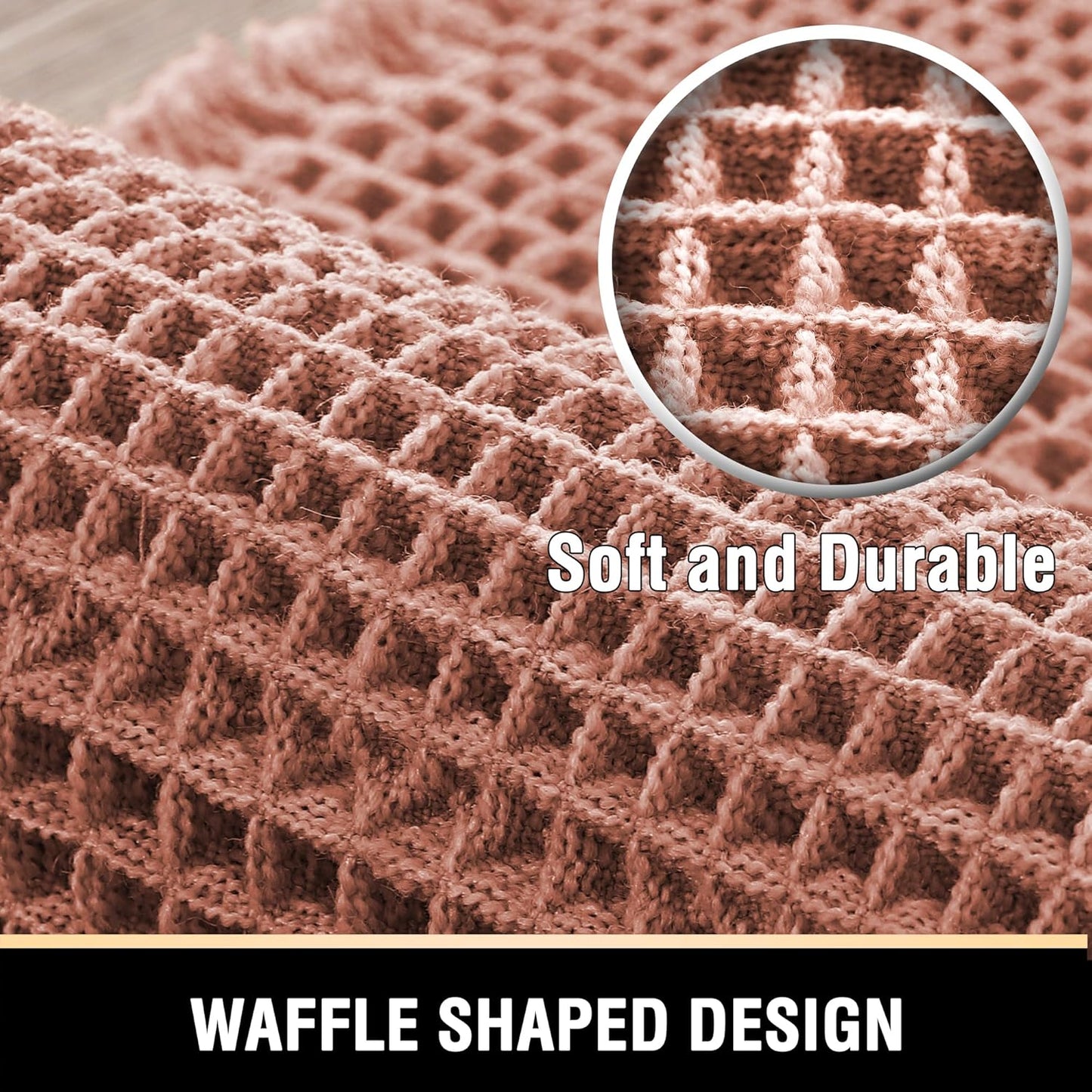 H.VERSAILTEX Upgraded Waffle Bath Mat Super Absorbent Non Slip Bath Rug Soft Pink 17" x 24"