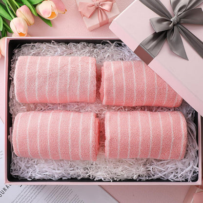 Mindsoft 4pcs Pink Hand Towels for Bathroom Striped 14 x 29 Inch Hand Towels 100% Cotton Soft Absorbent Bath Decorative for Bathroom Kitchen Spa Workout Festival Gift