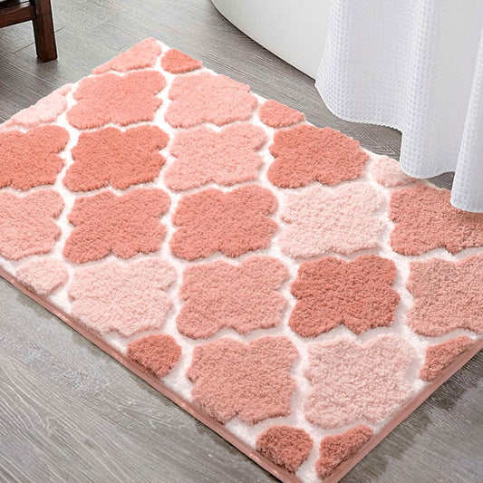 DEXDE Bathroom Rugs Non-Slip Bath Rugs Extra Absorbent Shaggy Bath Mats Machine Washable Soft Plush Throw Carpet for Bathroom Floor Tub and Shower, 24''x36'' Pink